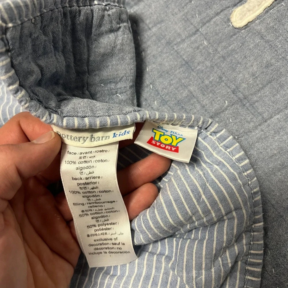 Pottery Barn Kids Disney Toy Story Twin Quilt Woody Buzz Jessie Blue Striped